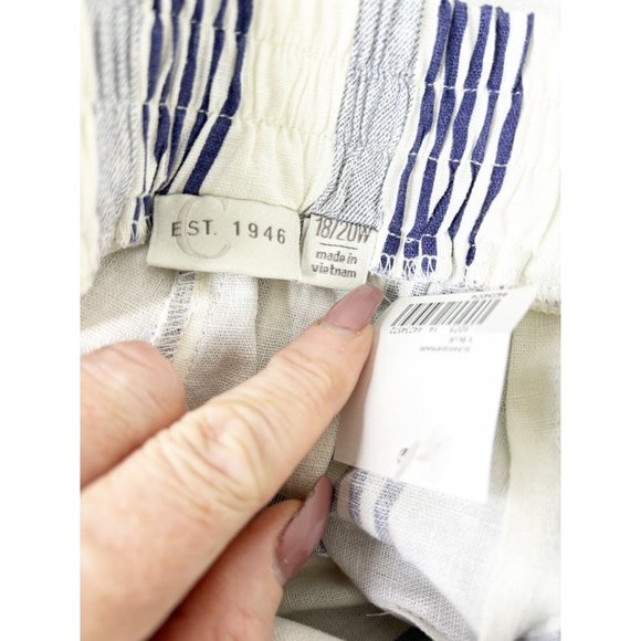 C EST 1946 Sz 18/20 Striped Wide Leg Belted Pants Linen/Rayon Blue White NWT - Picture 9 of 10